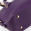 Salvatore Ferragamo Gancini Hand Bag Leather 2way Purple Gold Auth 151259-18