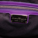 Salvatore Ferragamo Gancini Hand Bag Leather 2way Purple Gold Auth 151259-20