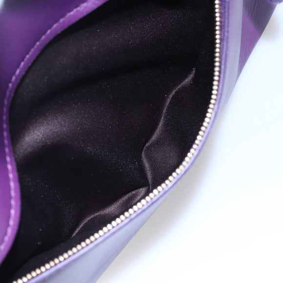 Salvatore Ferragamo Gancini Hand Bag Leather 2way Purple Gold Auth 151259