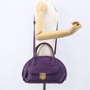 Salvatore Ferragamo Gancini Hand Bag Leather 2way Purple Gold Auth 151259-26