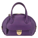 Salvatore Ferragamo Gancini Hand Bag Leather 2way Purple Gold Auth 151259-13