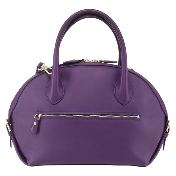 Salvatore Ferragamo Gancini Hand Bag Leather 2way Purple Gold Auth 151259