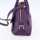 Salvatore Ferragamo Gancini Hand Bag Leather 2way Purple Gold Auth 151259-4