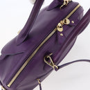 Salvatore Ferragamo Gancini Hand Bag Leather 2way Purple Gold Auth 151259-6