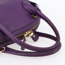 Salvatore Ferragamo Gancini Hand Bag Leather 2way Purple Gold Auth 151259-7