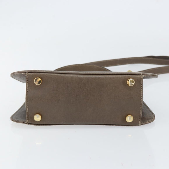 Salvatore Ferragamo Gancini Hand Bag Leather 2way Gray Gold Auth 151260