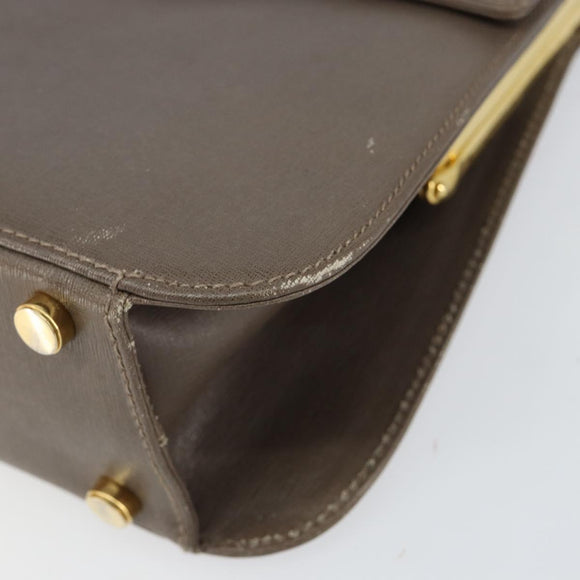 Salvatore Ferragamo Gancini Hand Bag Leather 2way Gray Gold Auth 151260