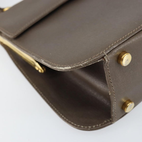 Salvatore Ferragamo Gancini Hand Bag Leather 2way Gray Gold Auth 151260