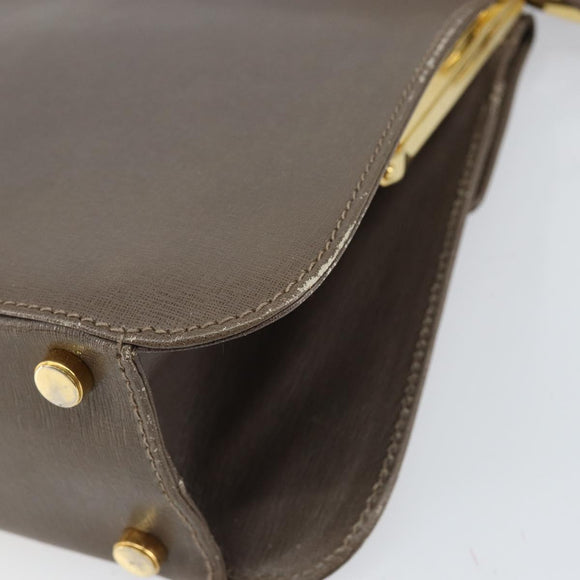 Salvatore Ferragamo Gancini Hand Bag Leather 2way Gray Gold Auth 151260