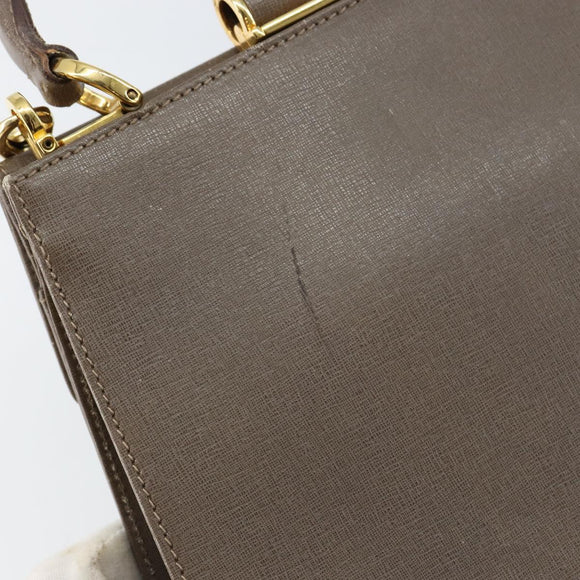 Salvatore Ferragamo Gancini Hand Bag Leather 2way Gray Gold Auth 151260