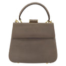 Salvatore Ferragamo Gancini Hand Bag Leather 2way Gray Gold Auth 151260-13