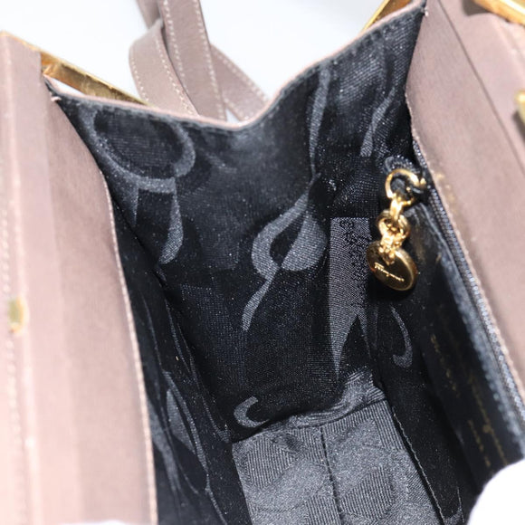 Salvatore Ferragamo Gancini Hand Bag Leather 2way Gray Gold Auth 151260