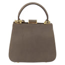 Salvatore Ferragamo Gancini Hand Bag Leather 2way Gray Gold Auth 151260-2
