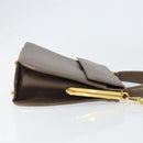 Salvatore Ferragamo Gancini Hand Bag Leather 2way Gray Gold Auth 151260-3