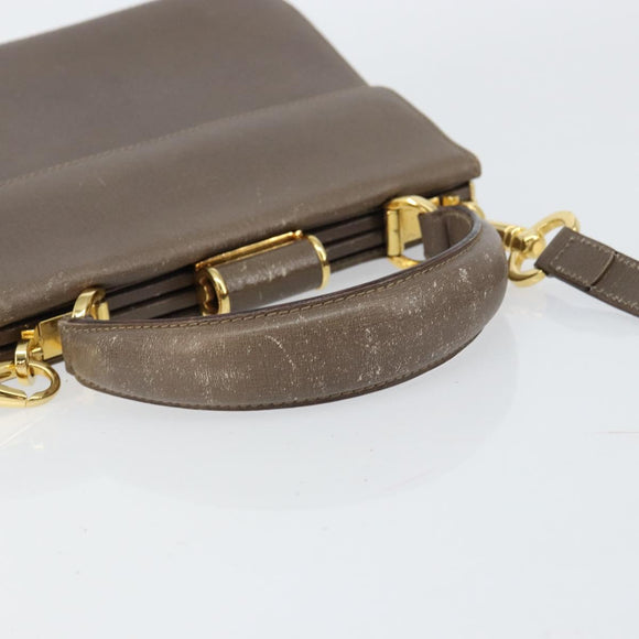 Salvatore Ferragamo Gancini Hand Bag Leather 2way Gray Gold Auth 151260