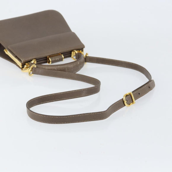 Salvatore Ferragamo Gancini Hand Bag Leather 2way Gray Gold Auth 151260