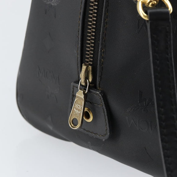 MCM Vicetos Logogram Hand Bag PVC 2way Black Gold Auth 151262
