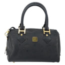 MCM Vicetos Logogram Hand Bag PVC 2way Black Gold Auth 151262-2