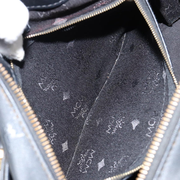 MCM Vicetos Logogram Hand Bag PVC 2way Black Gold Auth 151262