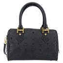 MCM Vicetos Logogram Hand Bag PVC 2way Black Gold Auth 151262-3