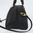 MCM Vicetos Logogram Hand Bag PVC 2way Black Gold Auth 151262-5