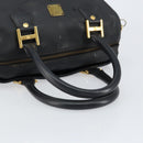 MCM Vicetos Logogram Hand Bag PVC 2way Black Gold Auth 151262-7