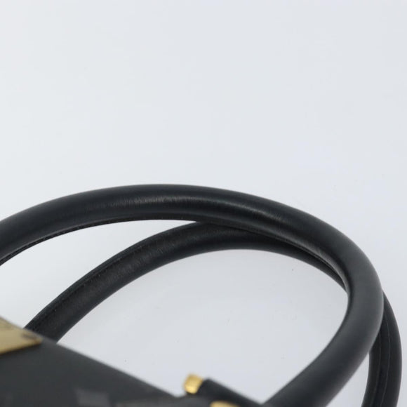 MCM Vicetos Logogram Hand Bag PVC 2way Black Gold Auth 151262