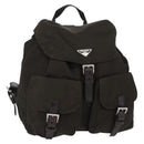 PRADA Backpack Nylon Khaki Silver Auth 151263-1