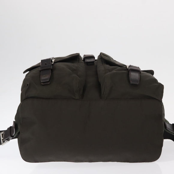 PRADA Backpack Nylon Khaki Silver Auth 151263