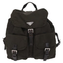 PRADA Backpack Nylon Khaki Silver Auth 151263-13