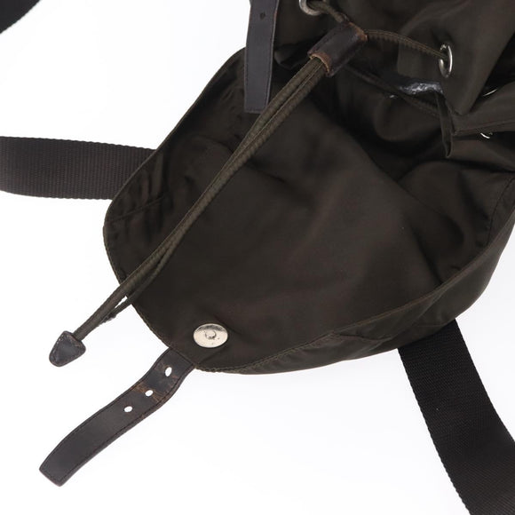 PRADA Backpack Nylon Khaki Silver Auth 151263