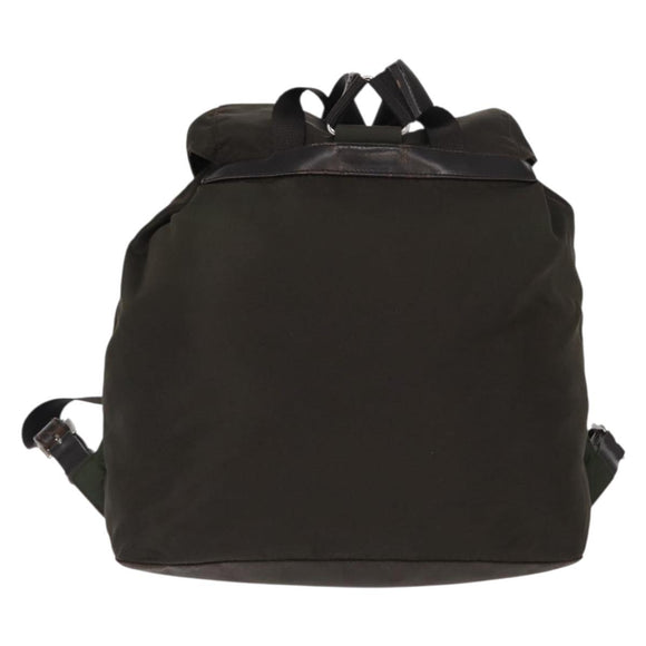 PRADA Backpack Nylon Khaki Silver Auth 151263