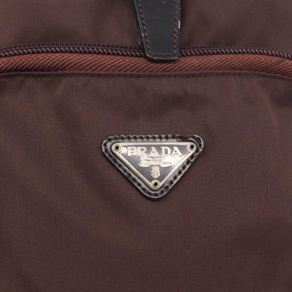 PRADA Backpack Nylon Brown Silver Auth 151264