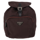 PRADA Backpack Nylon Brown Silver Auth 151264-13
