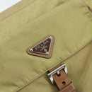 PRADA Shoulder Bag Nylon Beige Silver Auth 151265-18