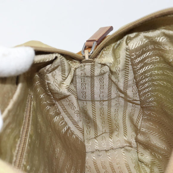 PRADA Shoulder Bag Nylon Beige Silver Auth 151265