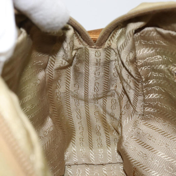 PRADA Shoulder Bag Nylon Beige Silver Auth 151265