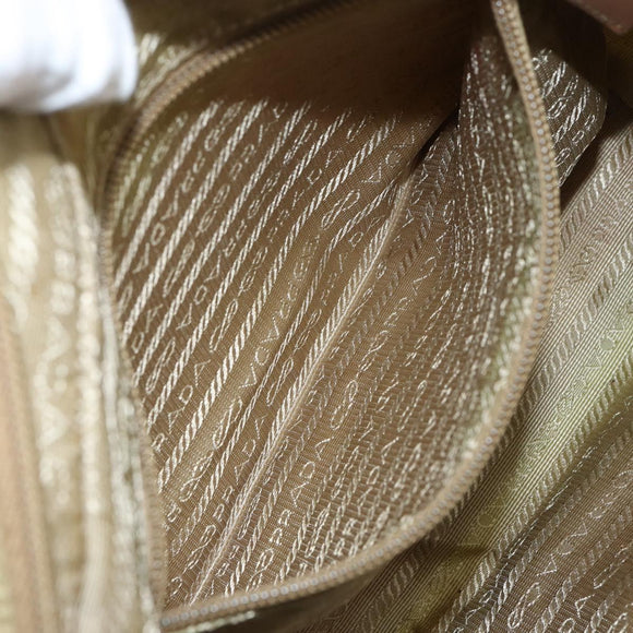 PRADA Shoulder Bag Nylon Beige Silver Auth 151265