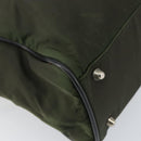 PRADA Hand Bag Nylon Khaki Silver Auth 151267-11