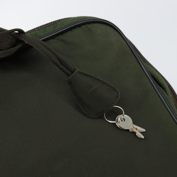 PRADA Hand Bag Nylon Khaki Silver Auth 151267