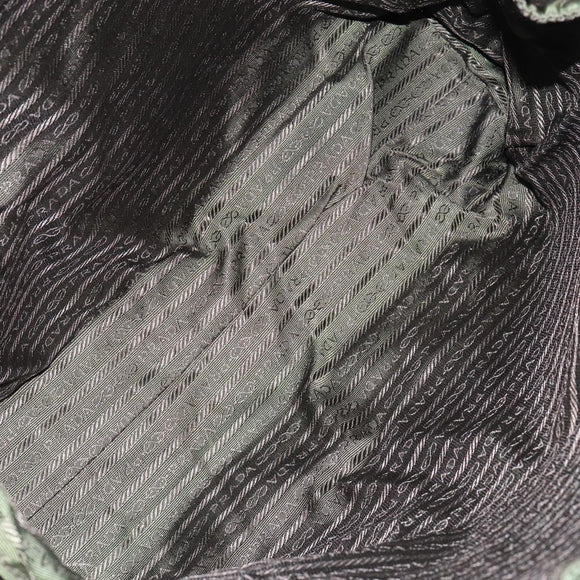 PRADA Hand Bag Nylon Khaki Silver Auth 151267