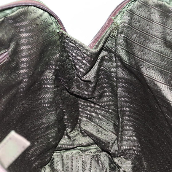 PRADA Hand Bag Nylon Khaki Silver Auth 151267