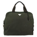 PRADA Hand Bag Nylon Khaki Silver Auth 151267-2