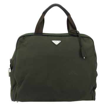 PRADA Hand Bag Nylon Khaki Silver Auth 151267 - 0