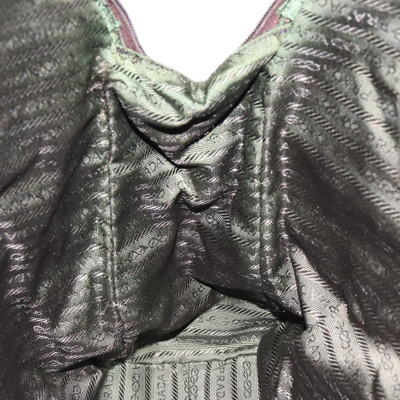 PRADA Hand Bag Nylon Khaki Silver Auth 151267