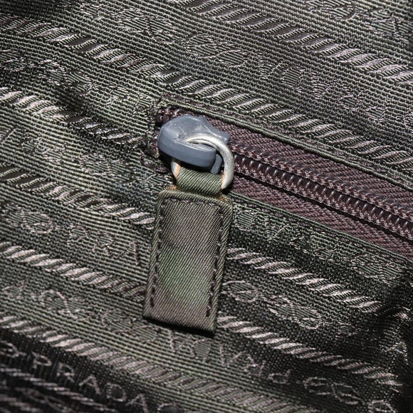PRADA Hand Bag Nylon Khaki Silver Auth 151267