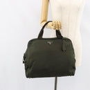 PRADA Hand Bag Nylon Khaki Silver Auth 151267-25