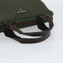 PRADA Hand Bag Nylon Khaki Silver Auth 151267-7