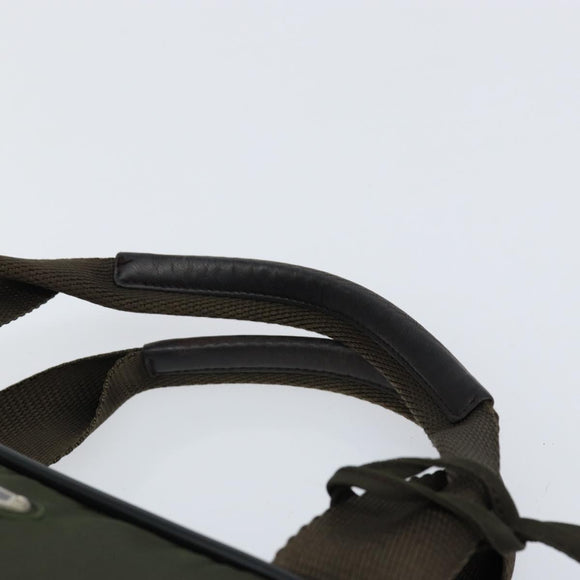 PRADA Hand Bag Nylon Khaki Silver Auth 151267