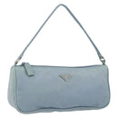 PRADA Accessory Pouch Nylon Light Blue Silver Auth 151268-1
